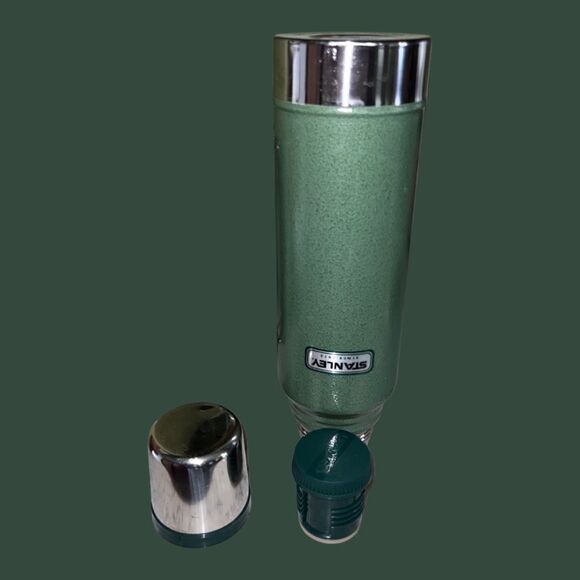 Stanley Classic Vacuum Thermos Bottle Coffee Green Hammertone 1.1 Qt Stainless - Picture 2 of 8